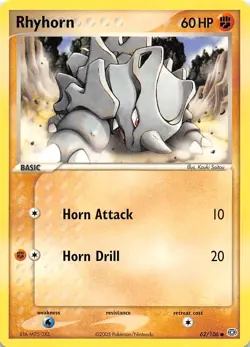 Rhyhorn 62/106 Emerald Pokemon - Image 1