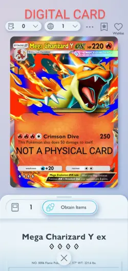 Mega Charizard EX Y Pokemon Pocket Mobile Game card Crimzon Blaze Set ◇◇◇◇ Rare - Image 1