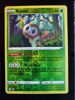 Rowlet 006/072 Reverse Holo Pokemon Sword & Shield SHINING FATES - Image 1