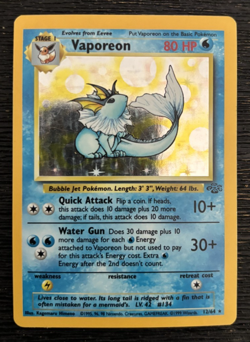 Vaporeon 12/64 Jungle Holo Rare Pokemon Card TCG - Image 1