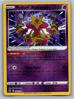 Radiant Alakazam 059/195 Radiant Rare Silver Tempest Pokemon Near Mint - Image 1