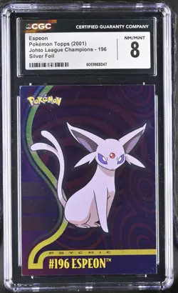 Pokemon Espeon 196 Silver Foil Topps Johto League Champions - CGC 8 - Image 1