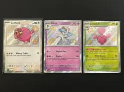 Pokemon TCG Paldean Fates Baby Shiny 3 Card Lot - Lechonk Kirlia Jumpluff - Image 1
