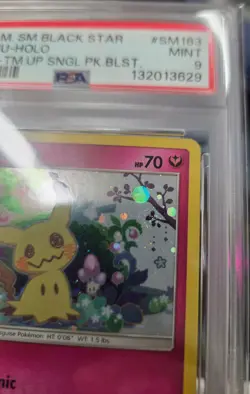 POKEMON TEAM UP SM BLACK STAR PROMO MIMIKYU #SM163 PSA 9 MINT #132013629 (SWIRL) - Image 3