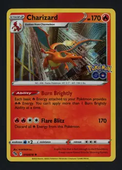 Charizard 010/078 Pokemon GO Reverse Holofoil Rare Pokemon TCG - Image 1