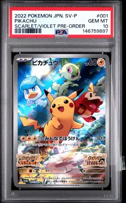 2022 POKEMON JAPANESE SV PROMO SCARLET & VIOLET PRE-ORDER #001 PIKACHU PSA 10 - Image 1