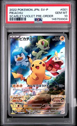 2022 POKEMON JAPANESE SV PROMO SCARLET & VIOLET PRE-ORDER #001 PIKACHU PSA 10 - Image 1