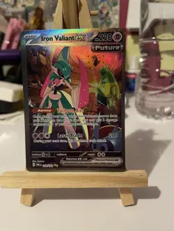 Pokemon TCG Iron Valiant EX Paradox Rift 249/182 Holo SIR Near Mint **miscut** - Image 2