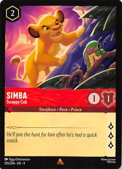 Simba Scrappy Cub 105/204 Fabled Disney Lorcana - Image 1