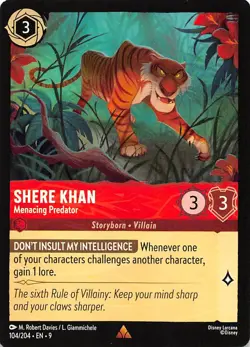 Shere Khan Menacing Predator 104/204 Fabled Disney Lorcana - Image 1