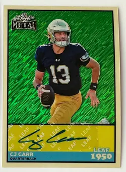 2026 Leaf Metal CJ Carr Auto Autograph 1950 Shimmer Green #d 2/3 - Image 1