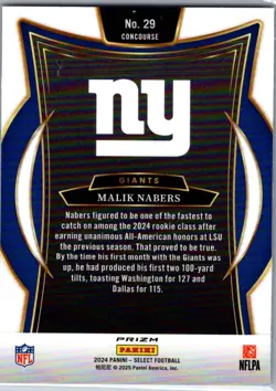 2024 Panini Select Black & Green Shock Prizm Malik Nabers New York Giants RC - Image 2
