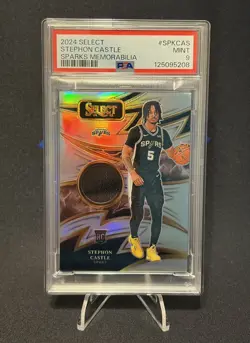 2024 PANINI SELECT SPARKS MEM #SPKCAS STEPHON CASTLE ROOKIE RC PSA 9 - Image 1