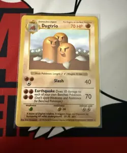 Dugtrio 019/102 Base Set Shadowless 70 HP Rare Regular Pokemon Card - Image 1