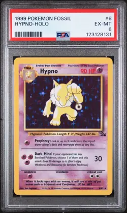 1999 POKEMON FOSSIL #8 HYPNO-HOLO PSA 6 - Image 1