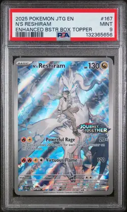 2025 POKEMON JTG EN-JOURNEY TOGETHER #167 N'S RESHIRAM PSA 9 - Image 1