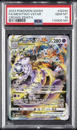 2023 POKEMON SWORD & SHIELD CROWN ZENITH #GG44 FULL ART/MEWTWO VSTAR PSA 10 - Image 1