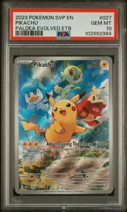 2023 POKEMON SVP EN-SV BLACK STAR PROMO #027 PIKACHU PSA 10 - Image 1