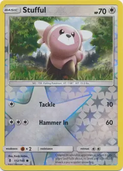 Pokemon - Stufful - 112/145 - Common - Reverse Holo - Sun & Moon Guardians Risin - Image 1