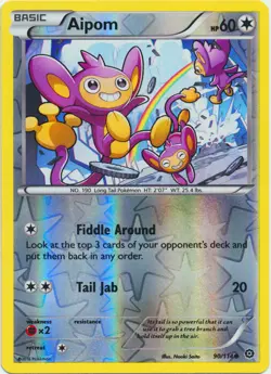 Pokemon - Aipom - 90/114 - Common - Reverse Holo - XY - Steam Siege - NM - Image 1