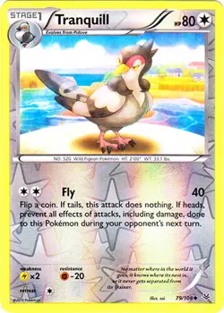 Pokemon - Tranquill - 79/108 - Uncommon - Reverse Holo - XY - Roaring Skies - NM - Image 1