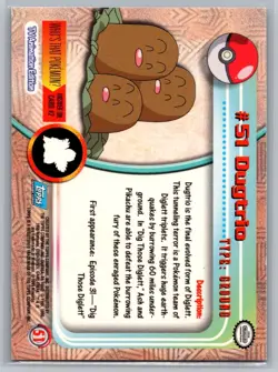 Dugtrio #51 Topps Pokemon Card - Foil - Blue Logo - NM - Image 2