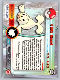 Seel #86 Topps Pokemon Card - Foil - Blue Logo - NM - Image 2