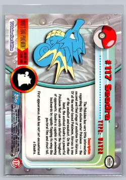 Seadra #117 Topps Pokemon Card - Foil - Blue Logo - NM - Image 2