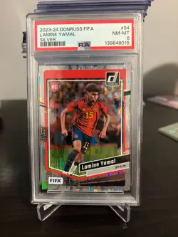 2023-24 PANINI DONRUSS FIFA SILVER LAMINE YAMAL ROOKIE RC #54 - PSA 8⚡ - Image 1