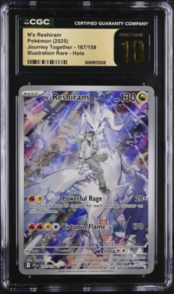 N'S RESHIRAM Journey Together Illustration Rare #167 CGC Pristine 10 Pokemon - Image 1