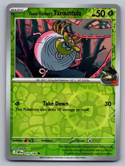 TEAM ROCKET'S TAROUNTULA 019/182 COMMON DESTINED RIVALS POKEMON REVERSE HOLO NM - Image 1