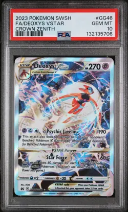 2023 POKEMON SWORD & SHIELD CROWN ZENITH #GG46 FULL ART/DEOXYS VSTAR PSA 10 - Image 1