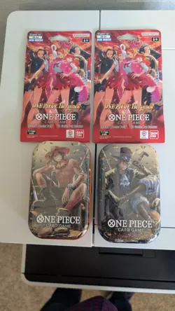 One Piece OP-13 Tins(2) + EB-03 Packs(2) Factory Sealed - Image 1