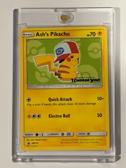 Pokemon 2017 Ash's Pikachu TCG Black Star Promo Card SM112 - Image 1
