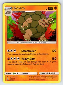 Golem 89/214 2019 S&M Unbroken Bonds Pokemon Card TCG Holo Rare - VLP - Image 1