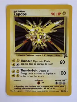 Zapdos - 20/130 - Pokemon Base Set 2 Holo Rare Card WOTC NM - Image 1