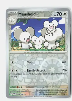 Maushold Reverse Holo 074/091 Uncommon Paldean Fates Pokemon Near Mint - Image 1