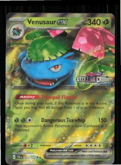 Venusaur ex (Stellar Crown Stamp) 001/142 Holo Cards & Products Pokemon NM - Image 1