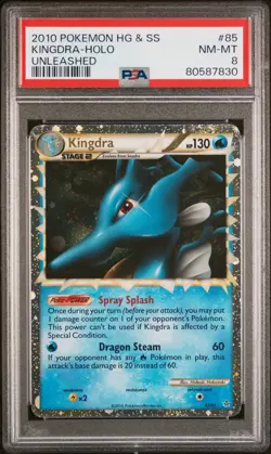 2010 POKEMON HEARTGOLD KINGDRA PRIME #85 ULTRA RARE PSA 8 NM #80587830 (SWIRL) - Image 1