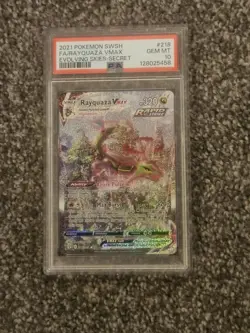 Pokemon Rayquaza VMAX Evolving Skies Secret Rare Full Alt Art #218 PSA 10 - Image 1