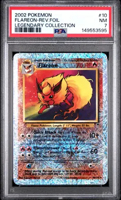 2002 POKEMON LEGENDARY COLLECTION #10 FLAREON-REVERSE FOIL PSA 7 - Image 1
