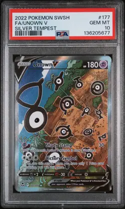 Unown V 177/195 Silver Tempest Pokemon PSA 10 - Image 1