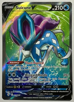 Suicune V 173/203 (LP) Full Art Sword & Shield: Evolving Skies 2021 Pokemon TCG - Image 1