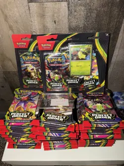 POKEMON PERFECT ORDER SLEEVED BOOSTERS (50) AND 3 PACK (2) LOT BRAND NEW MEOWTH - Image 1
