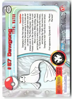 Topps #87 Dewgong Pokemon - Non-Holo - 13708 - Image 2