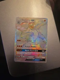 Pokemon Machamp GX 154/147 Burning Shadows Secret Rainbow Holo - Image 1