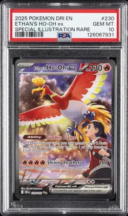 2025 POKEMON DRI EN-DESTINED RIVALS #230 ETHAN'S HO-OH EX PSA 10 - Image 1