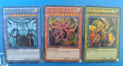 Lightly Played Yugioh Egyptian God Cards Complete Set YGLD Ultra Rare - Image 1