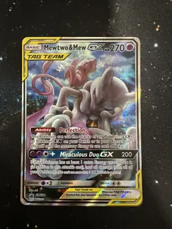 Pokemon Mewtwo and Mew GX TCG Sun & Moon Holo Promo Card #SM191 LP - Image 1