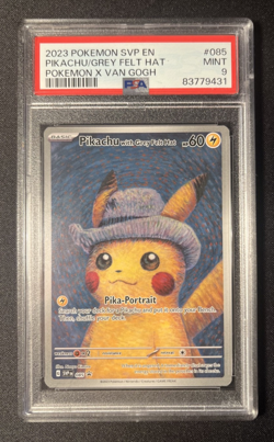 Pokemon Pikachu with Grey Felt Hat – PSA 9 – Van Gogh Promo 2023 - Image 1